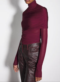 red ruched top