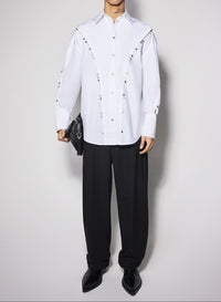 white poplin button shirt
