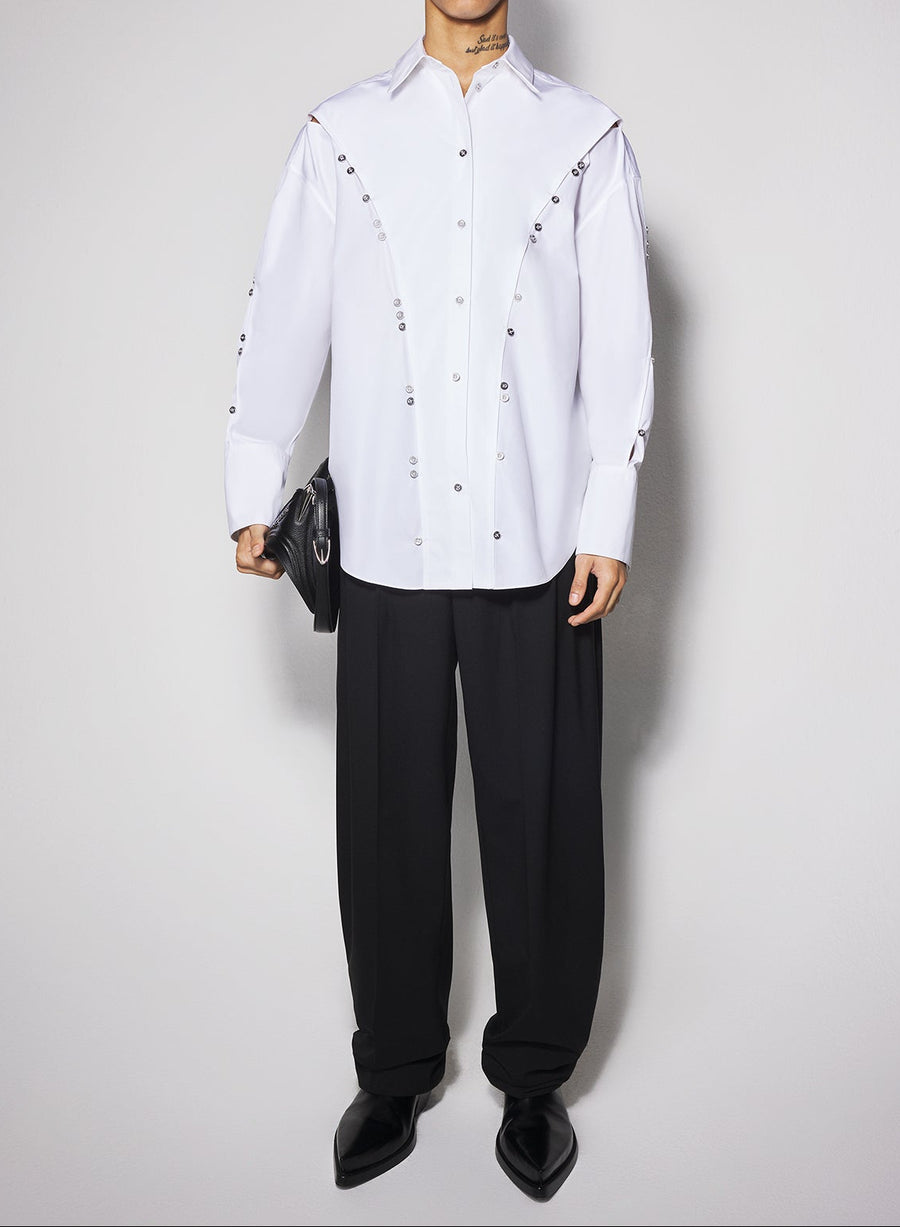 white poplin button shirt