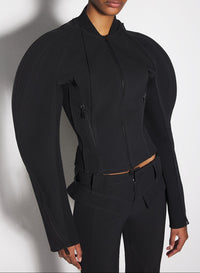 black sculptured scuba jacket