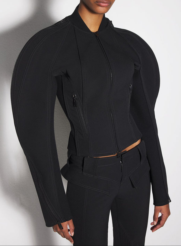 black sculptured scuba jacket