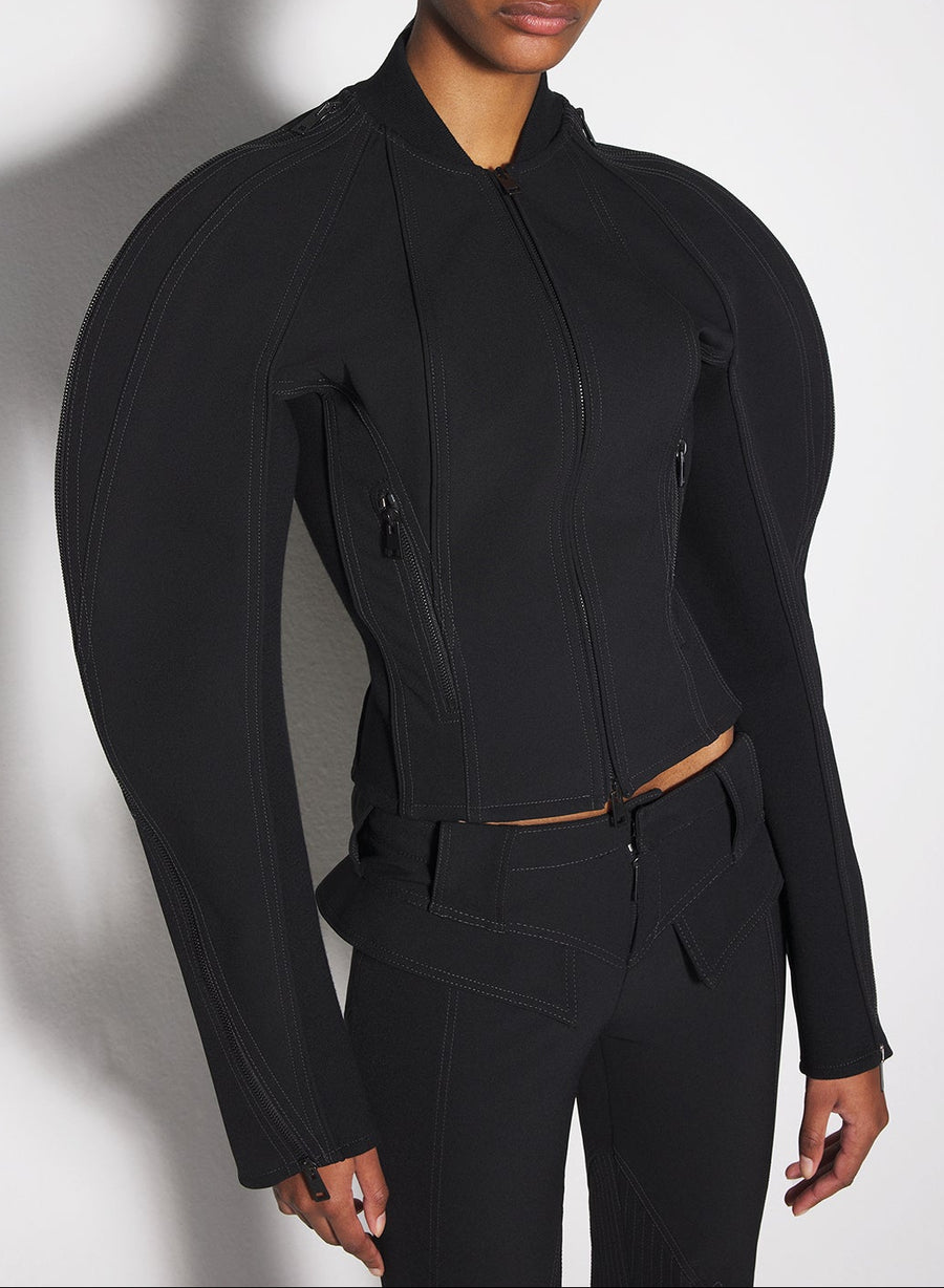 black sculptured scuba jacket