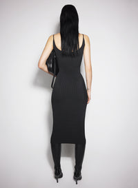 black fitted knit dress