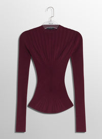 red sculpting knit top