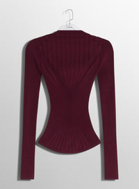red sculpting knit top