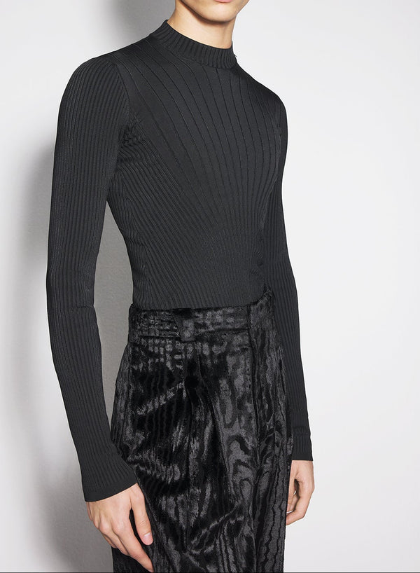 black sculpting knit top