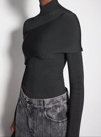 black sculpting knit top