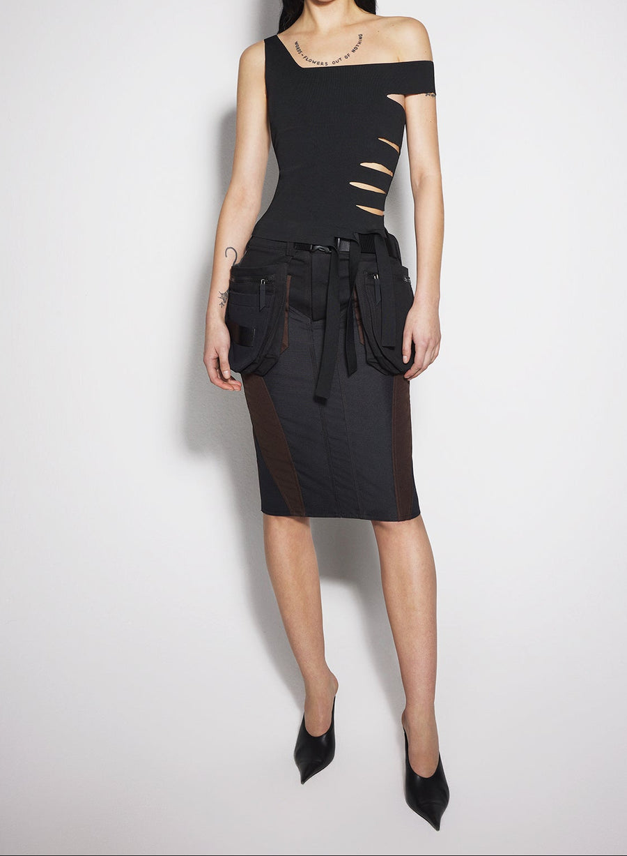 black bandage knitted top