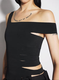 black bandage knitted top