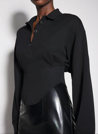 black corseted polo