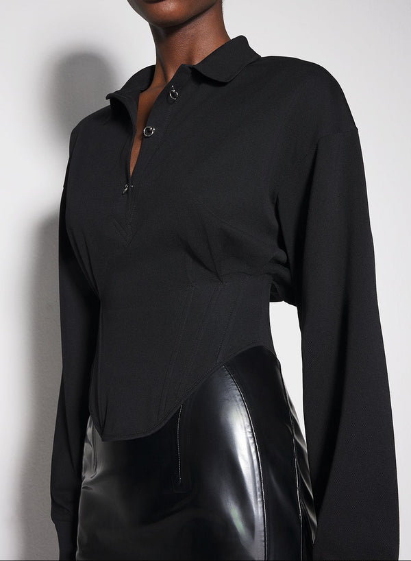 black corseted polo