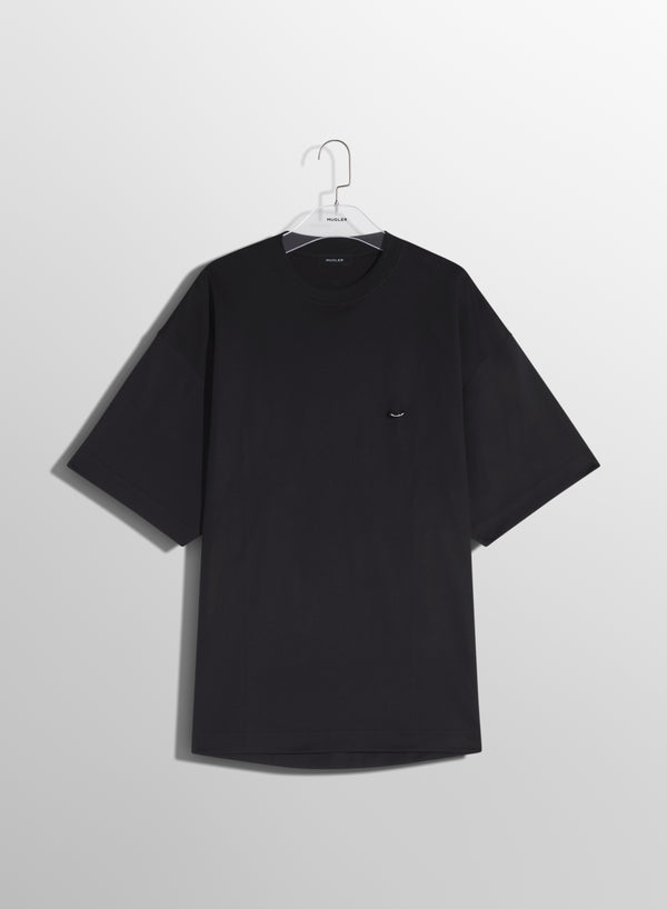 black oversized pierced T-shirt