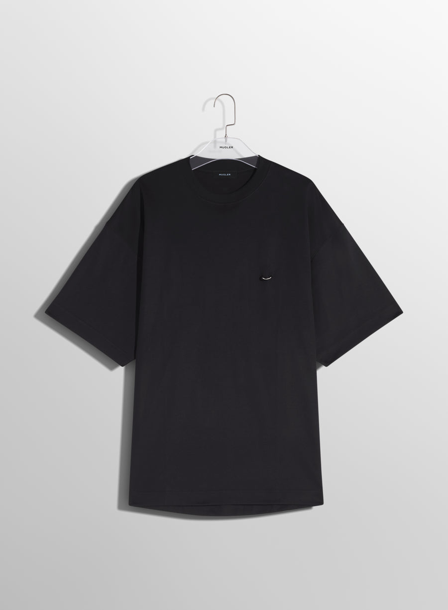 black oversized pierced T-shirt