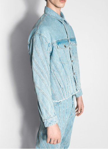 light blue spiral oversized denim jacket