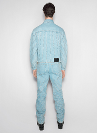 light blue spiral oversized denim jacket