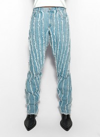 blue spiral baggy jeans