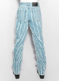 blue spiral baggy jeans