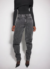 black spiral baggy jeans