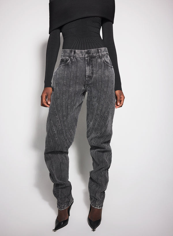 black spiral baggy jeans