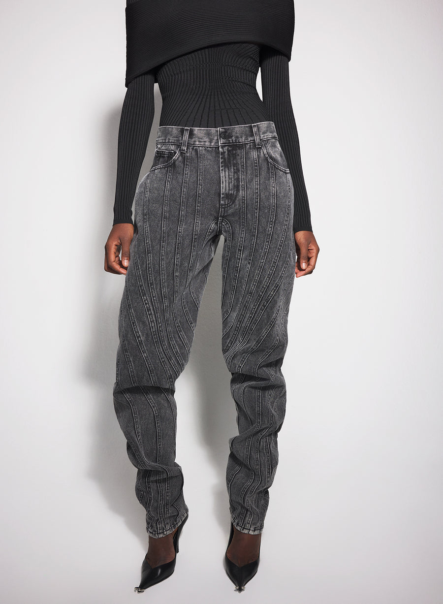 black spiral baggy jeans