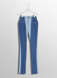 blue bi-color skinny jeans
