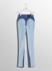 blue bi-color skinny jeans
