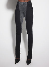 black bi-color skinny jeans