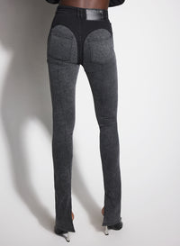 black bi-color skinny jeans