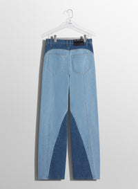 blue bi-color straight leg jeans