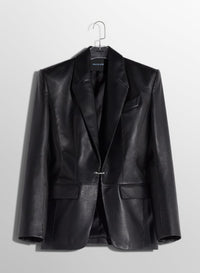 black pierced tailored leather jacket