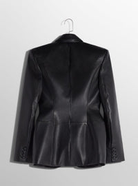 black pierced tailored leather jacket