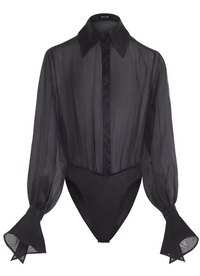 black organza shirt bodysuit