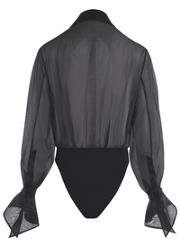 black organza shirt bodysuit