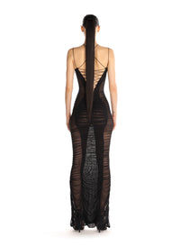 black draped mesh dress