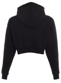 black mugler logo hoodie