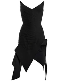 black asymmetric bustier dress