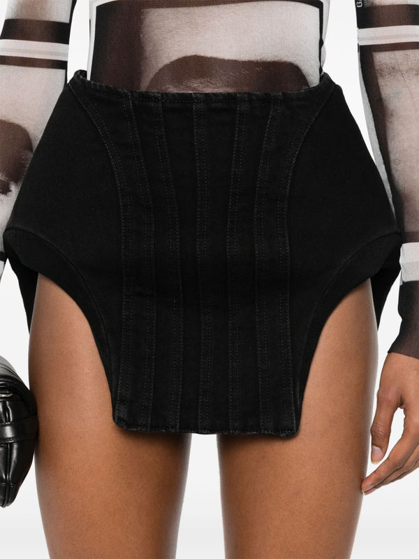 black curvy structured mini skirt