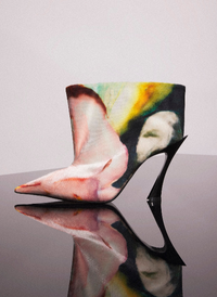 Mugler x Ambera Wellmann printed velvet fang 95 ankle boots