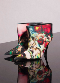 Mugler x Ambera Wellmann printed velvet fang 95 ankle boots