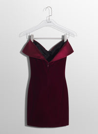 blood red velvet and satin mini dress