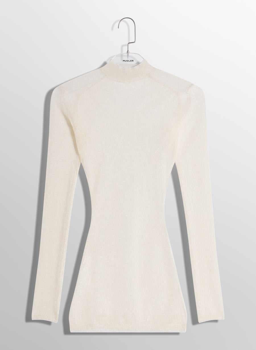 white sculpting sheer knit top