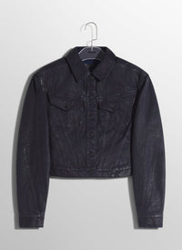 midnight blue waxed denim jacket
