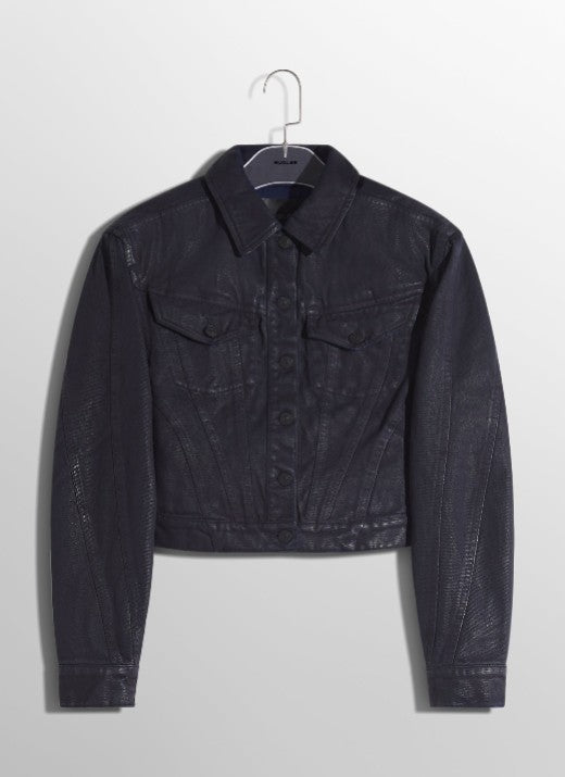 midnight blue waxed denim jacket