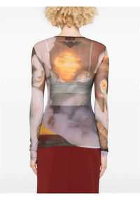 Mugler x Ambera Wellmann Sunset printed top