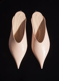 cement pink leather fang flat mules