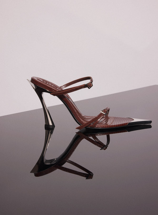 dark brown leather fang 95 sandals