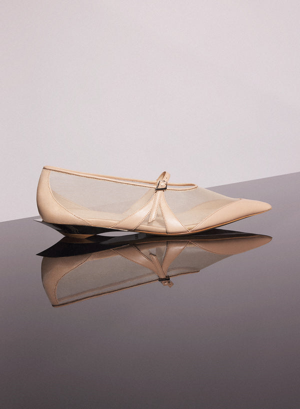 nude mesh fang ballerina