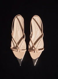 nude leather knotted flat sandals