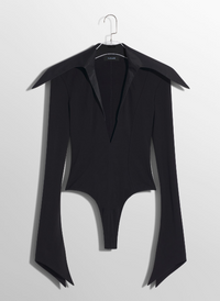 black spiky satin collar bodysuit
