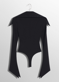 black spiky satin collar bodysuit